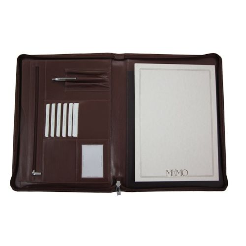 Leather writing folder with zipper - Image 1